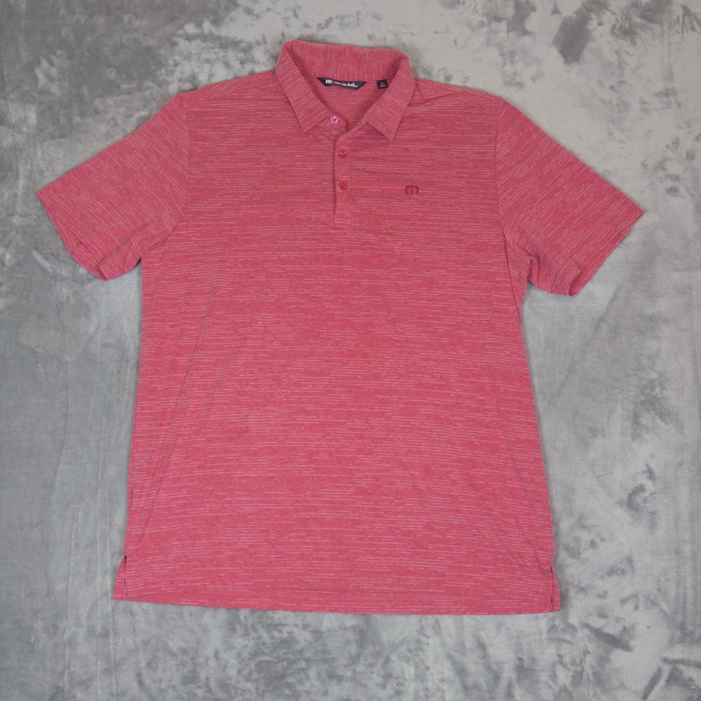 TravisMathew Polo Shirt Mens XL Red Heathered Stretch Short Sleeve Golf Casual